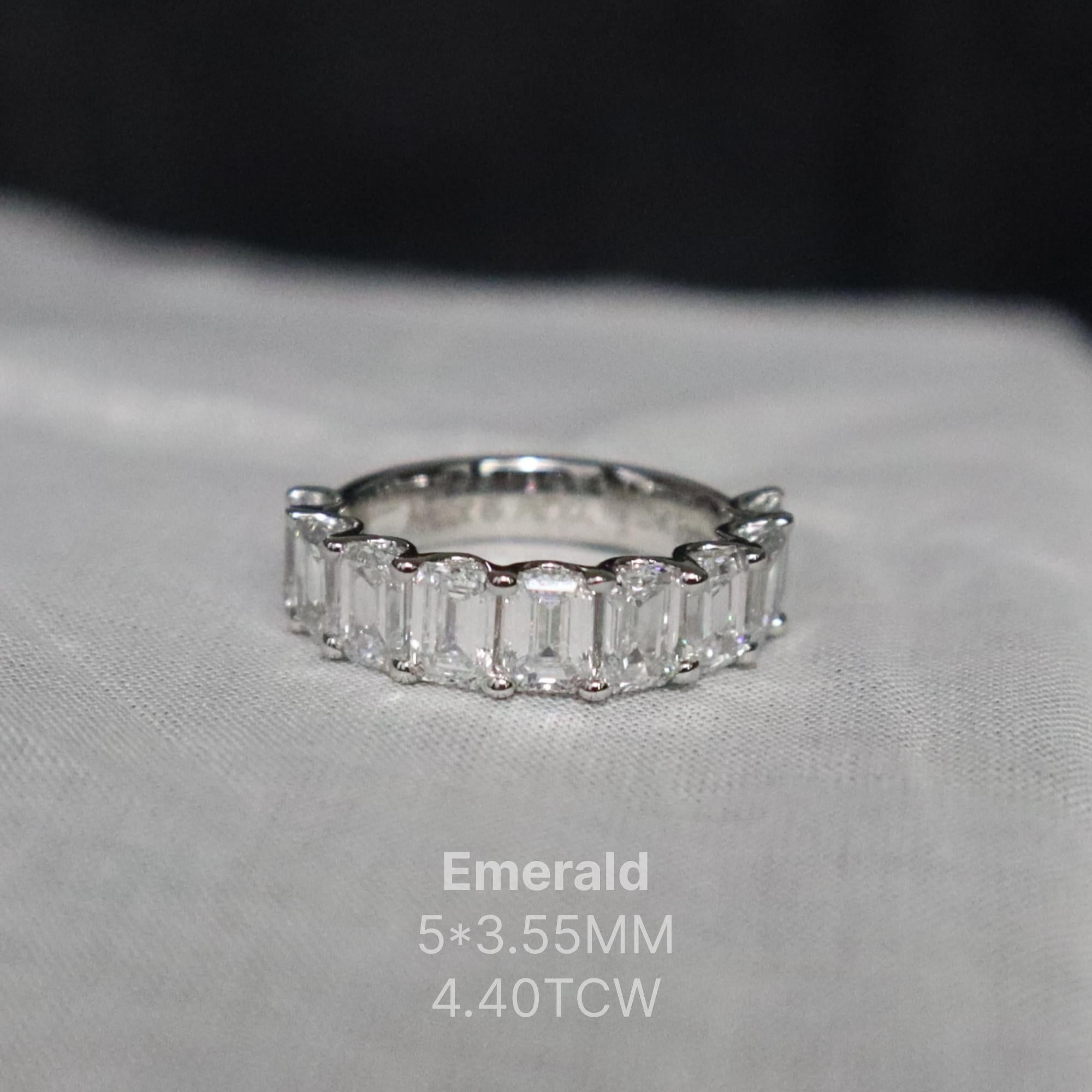 Lab Grown Diamond Eternity Band: White Gold, Emerald Cut