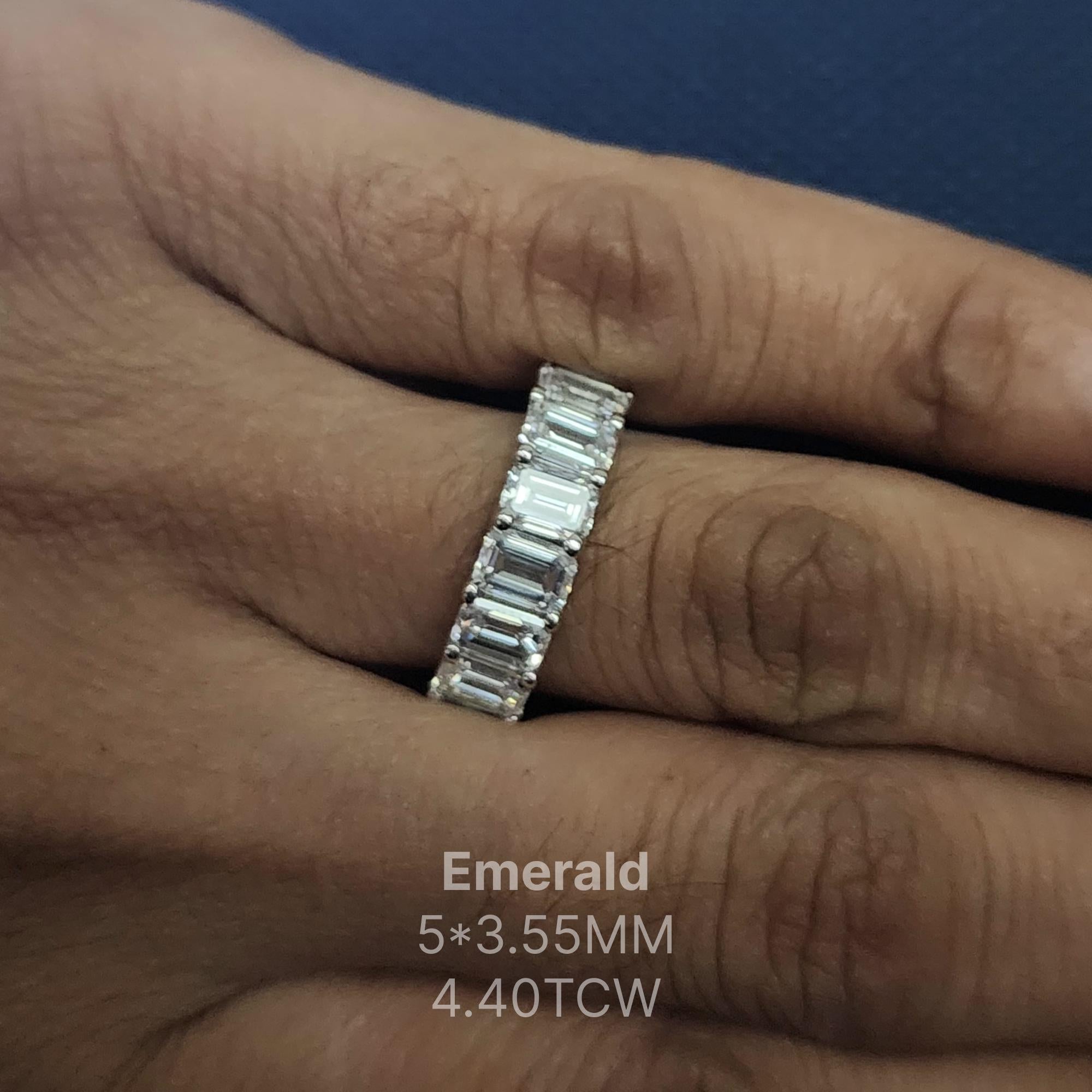 Lab Grown Diamond Eternity Band: White Gold, Emerald Cut