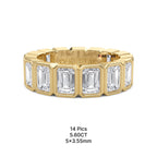 IGI Certified Emerald Cut Lab Grown Diamond Wedding Band, Bezel Set Lab Diamond Band, Anniversary Band, Full Eternity Stackable Bridal Band