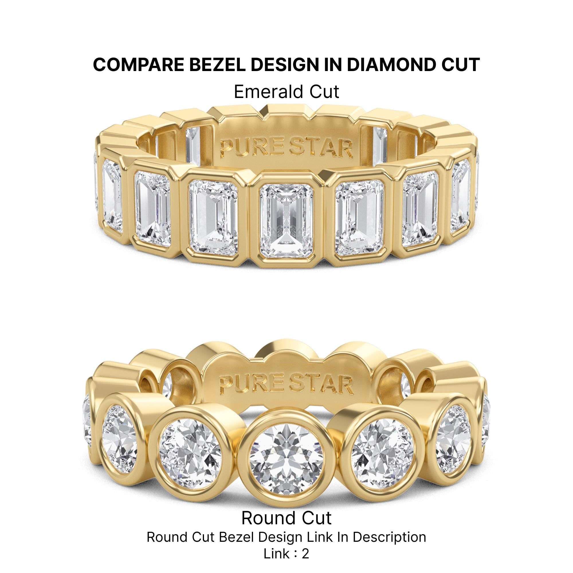 IGI Certified Emerald Cut Lab Grown Diamond Wedding Band, Bezel Set Lab Diamond Band, Anniversary Band, Full Eternity Stackable Bridal Band
