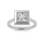 Princess Cut Bezel Diamond Ring Lab Grown Engagement Ring IGI Certified Solitaire Ring Gold Ring Elegant Gift for Her