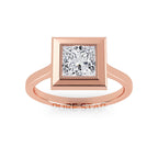 Princess Cut Bezel Diamond Ring Lab Grown Engagement Ring IGI Certified Solitaire Ring Gold Ring Elegant Gift for Her