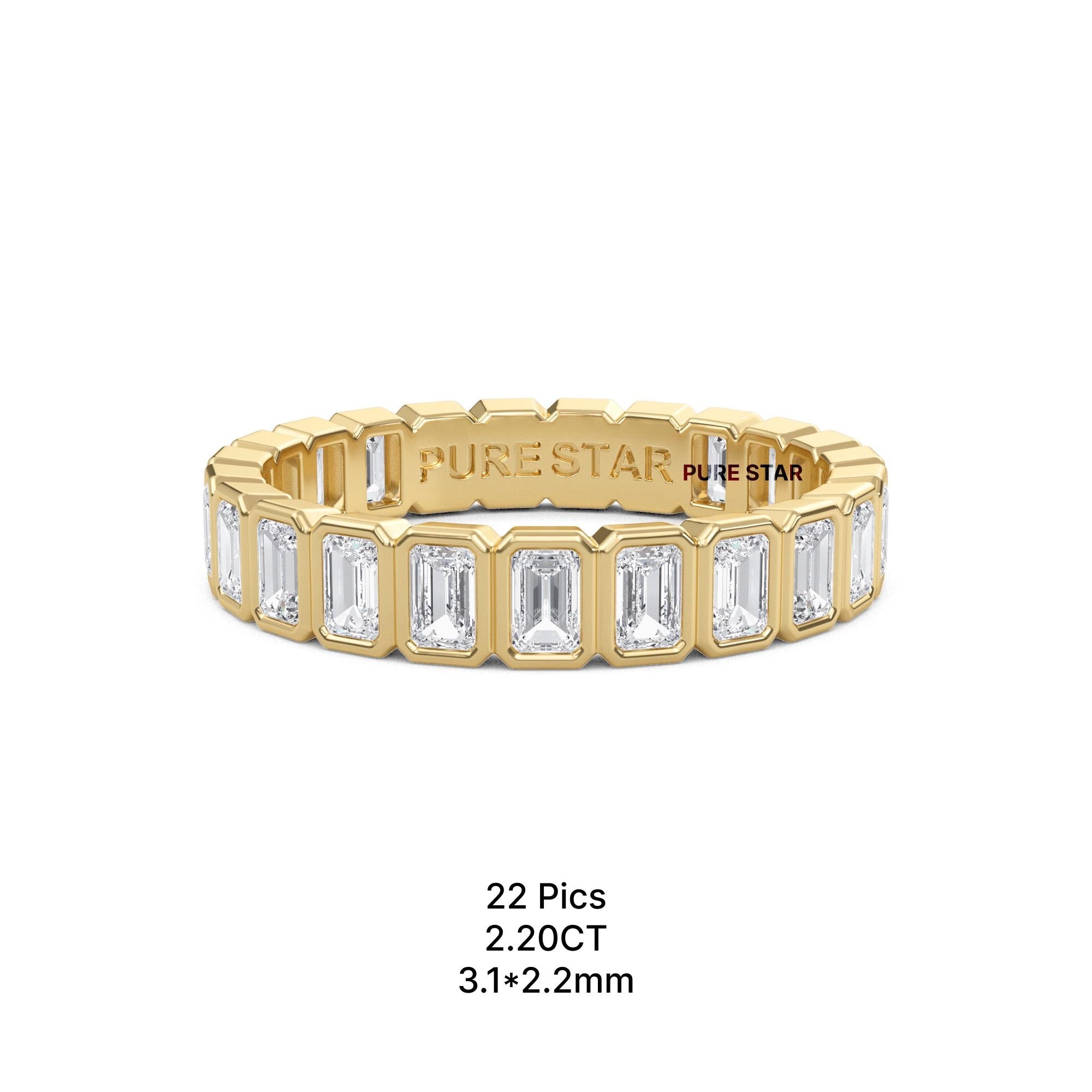 IGI Certified Emerald Cut Lab Grown Diamond Wedding Band, Bezel Set Lab Diamond Band, Anniversary Band, Full Eternity Stackable Bridal Band