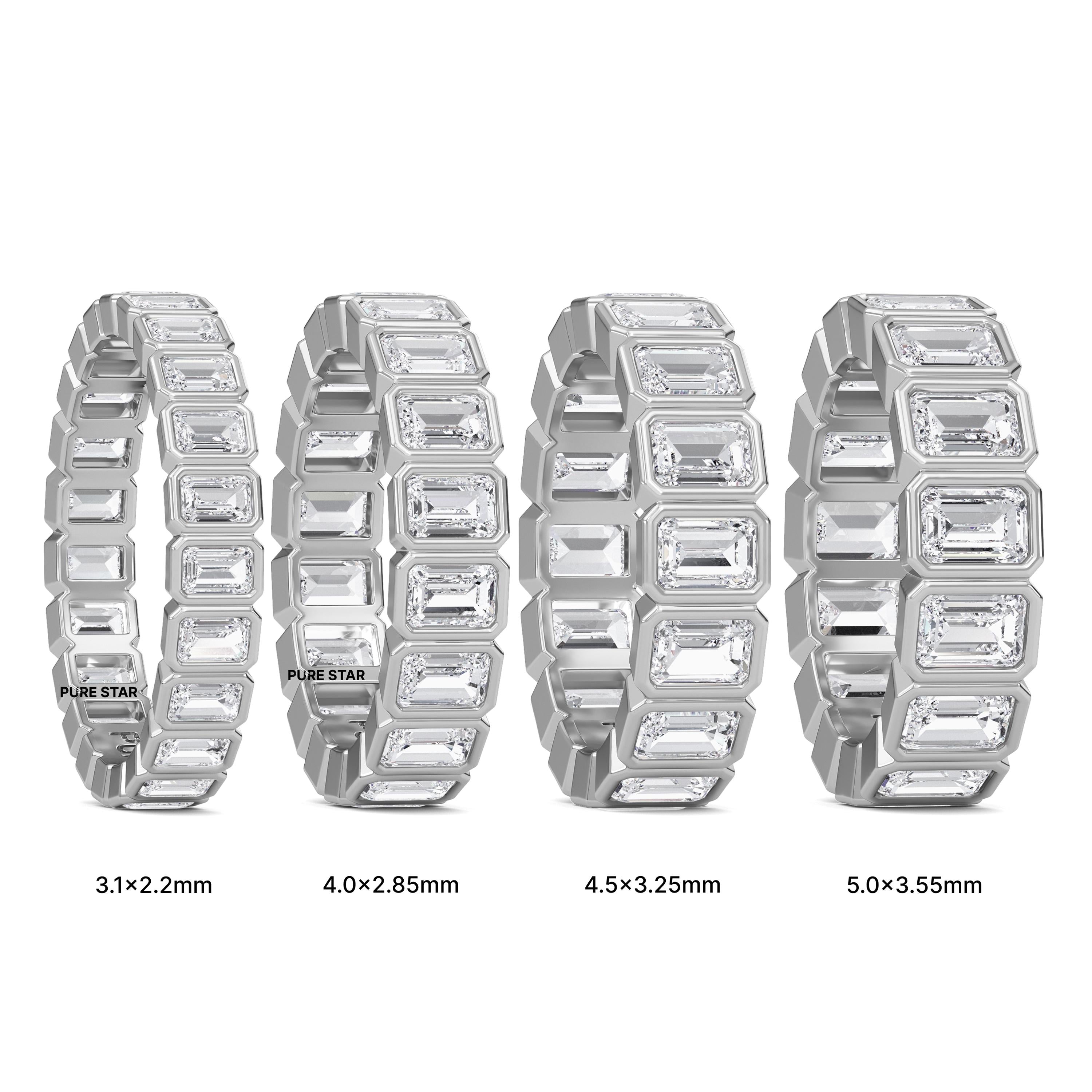 IGI Certified Emerald Cut Lab Grown Diamond Wedding Band, Bezel Set Lab Diamond Band, Anniversary Band, Full Eternity Stackable Bridal Band
