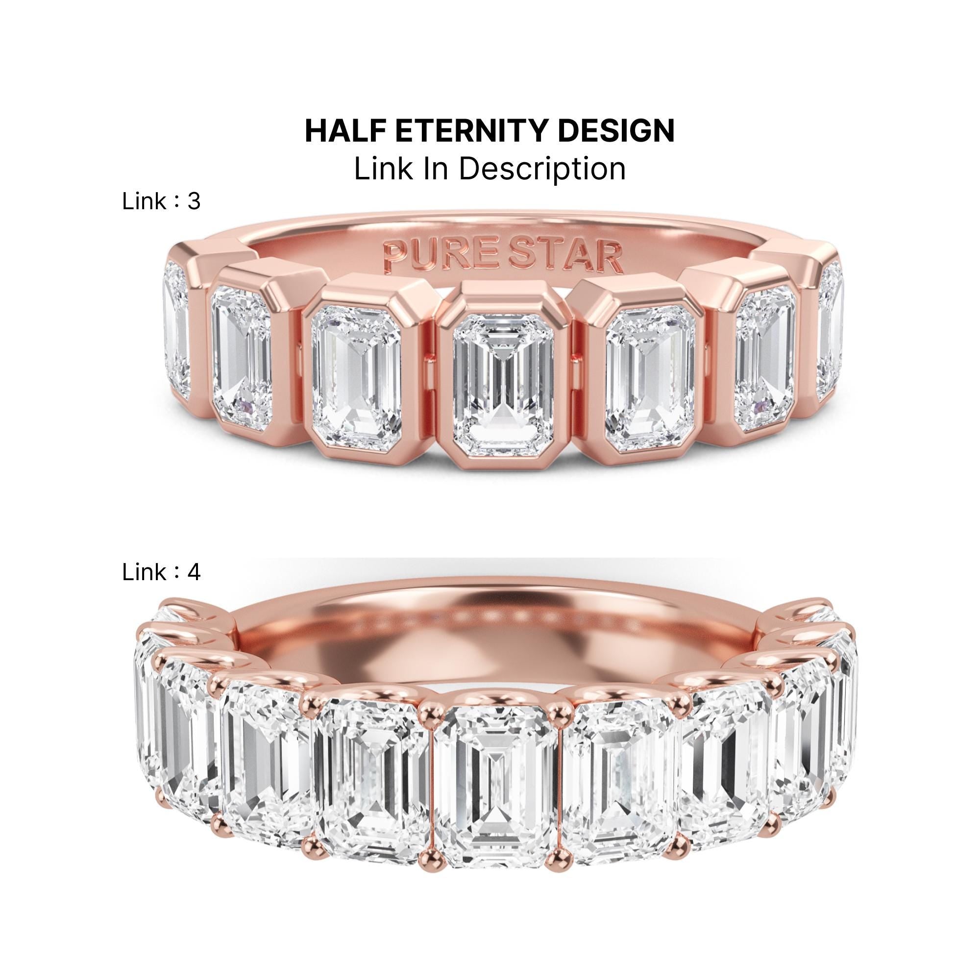 IGI Certified Emerald Cut Lab Grown Diamond Wedding Band, Bezel Set Lab Diamond Band, Anniversary Band, Full Eternity Stackable Bridal Band