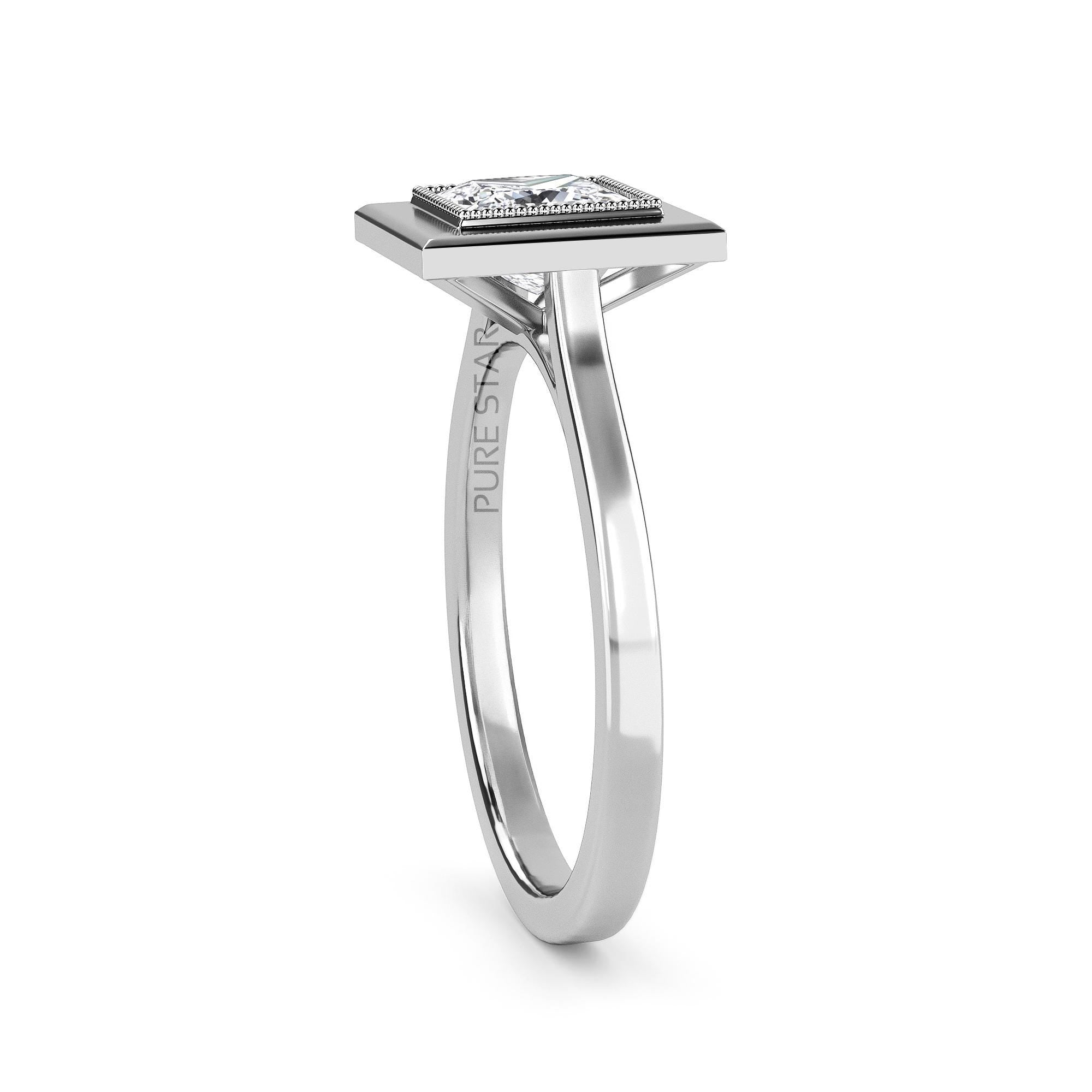 Princess Cut Bezel Diamond Ring Lab Grown Engagement Ring IGI Certified Solitaire Ring Gold Ring Elegant Gift for Her