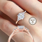 Emerald cut IGI certified lab grown diamond solitaire ring in solid gold for women.