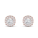 2 Carat IGI Certified E-F Color Cushion Cut, Lab Grown Diamond Earrings, Stud Halo Set 14K Solid Gold Wedding Earring, Diamond Stud Earring