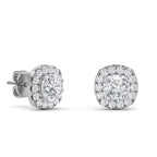 2 Carat IGI Certified E-F Color Cushion Cut, Lab Grown Diamond Earrings, Stud Halo Set 14K Solid Gold Wedding Earring, Diamond Stud Earring