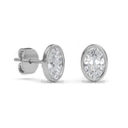0.50 To 4.00 CTW Oval CVD Diamond Stud Earring Stud Full Bezel Set Screw & Push Back Earrings Lab Grown Diamond Wedding Earrings Bridal Gift