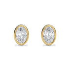 0.50 To 4.00 CTW Oval CVD Diamond Stud Earring Stud Full Bezel Set Screw & Push Back Earrings Lab Grown Diamond Wedding Earrings Bridal Gift