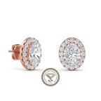 Oval Cut Lab Grown Diamond Stud Earrings, 0.50CT to 4.00CT Halo Earrings, Wedding Earrings, Certified Diamond Earrings, Screw back Earrings