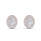 Oval Cut Lab Grown Diamond Stud Earrings, 0.50CT to 4.00CT Halo Earrings, Wedding Earrings, Certified Diamond Earrings, Screw back Earrings