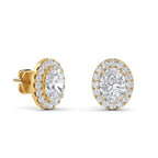 Oval Cut Lab Grown Diamond Stud Earrings, 0.50CT to 4.00CT Halo Earrings, Wedding Earrings, Certified Diamond Earrings, Screw back Earrings