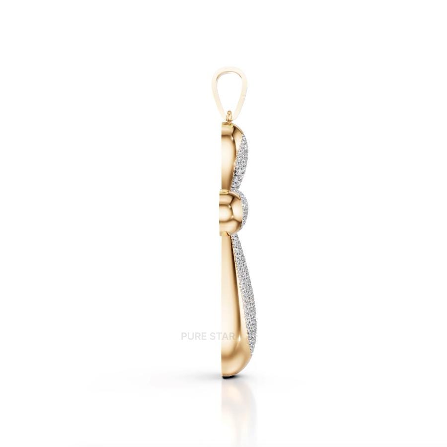 Lab Grown Diamond Cross Pendant: Round Cut, White/Rose/Yellow Gold