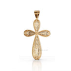 Lab Grown Diamond Cross Pendant: Round Cut, White/Rose/Yellow Gold