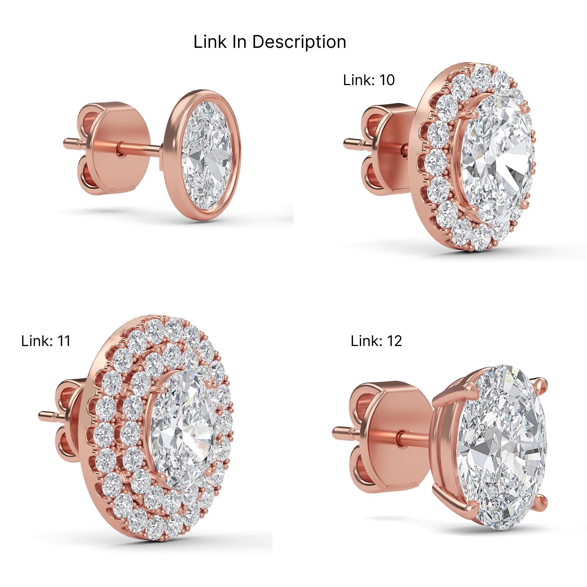 0.50 To 4.00 CTW Oval CVD Diamond Stud Earring Stud Full Bezel Set Screw & Push Back Earrings Lab Grown Diamond Wedding Earrings Bridal Gift