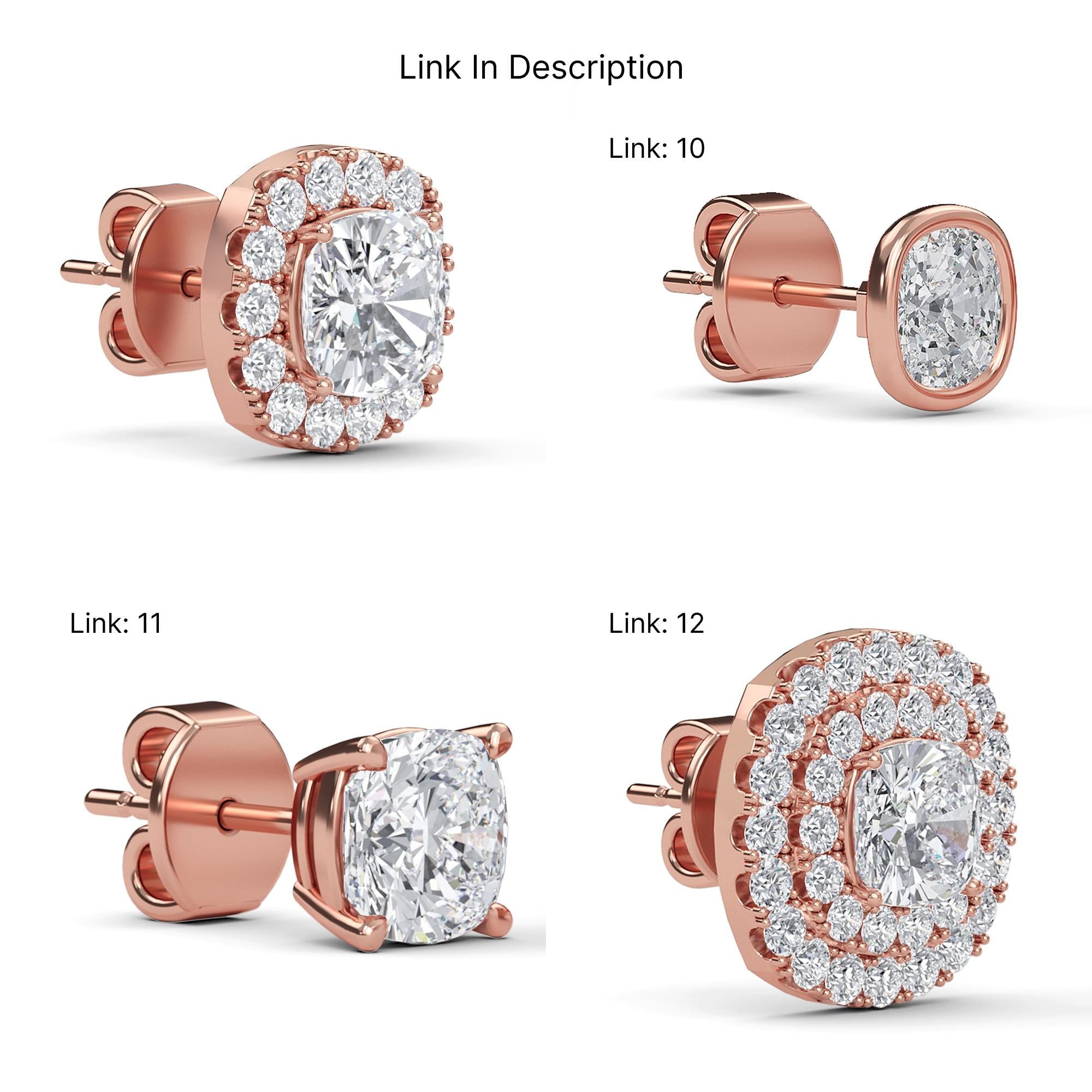 2 Carat IGI Certified E-F Color Cushion Cut, Lab Grown Diamond Earrings, Stud Halo Set 14K Solid Gold Wedding Earring, Diamond Stud Earring