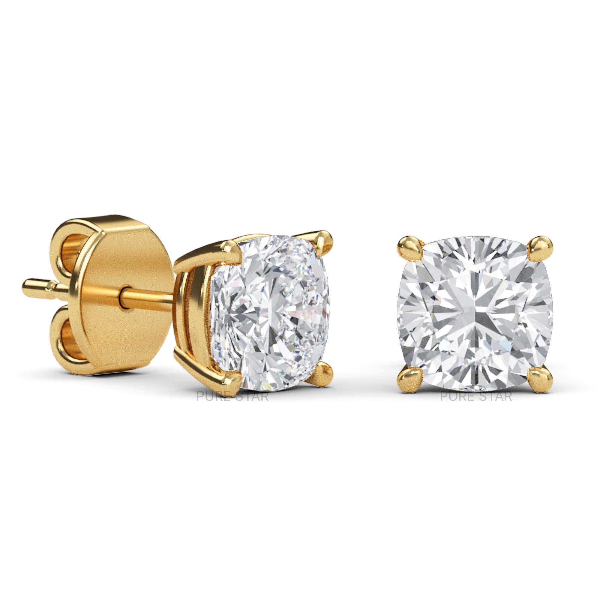 Cushion Lab Grown Diamond Stud Earrings, Cushion Diamond Studs, 0.5-4.0CT Cushion Earrings, Anniversary Gift for Women, Wedding Earrings