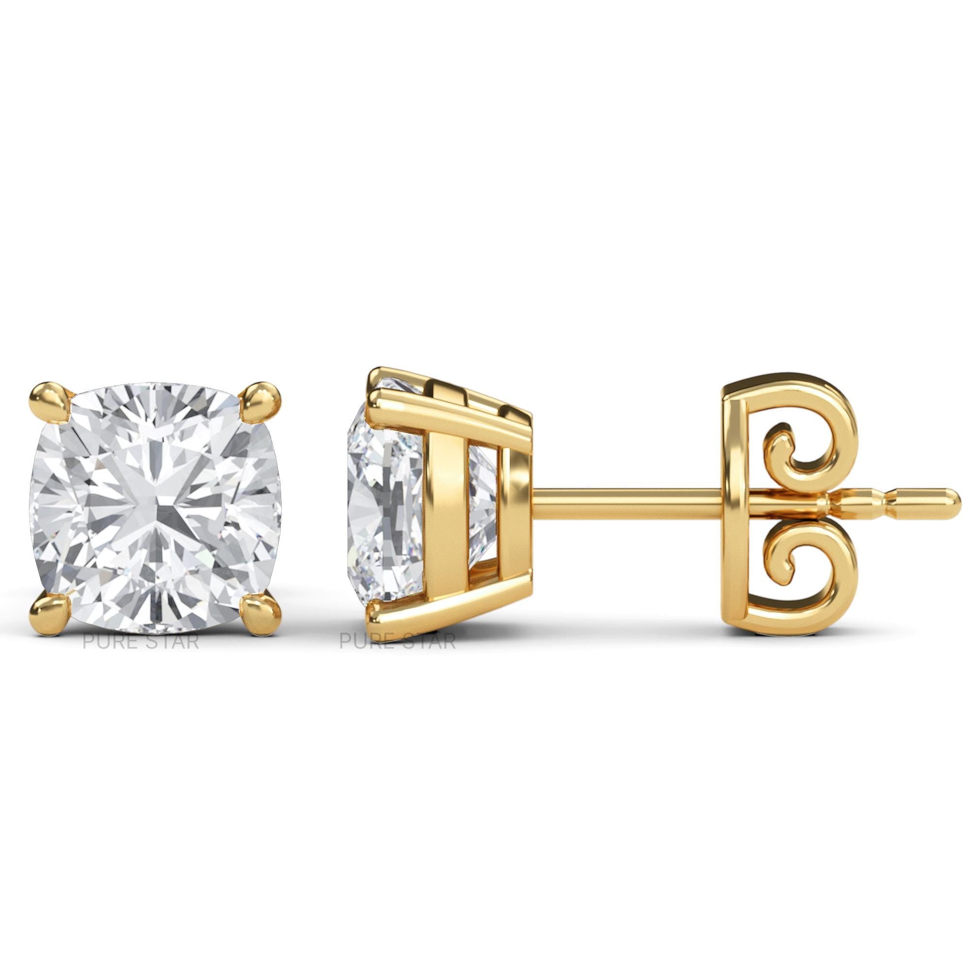 Cushion Lab Grown Diamond Stud Earrings, Cushion Diamond Studs, 0.5-4.0CT Cushion Earrings, Anniversary Gift for Women, Wedding Earrings