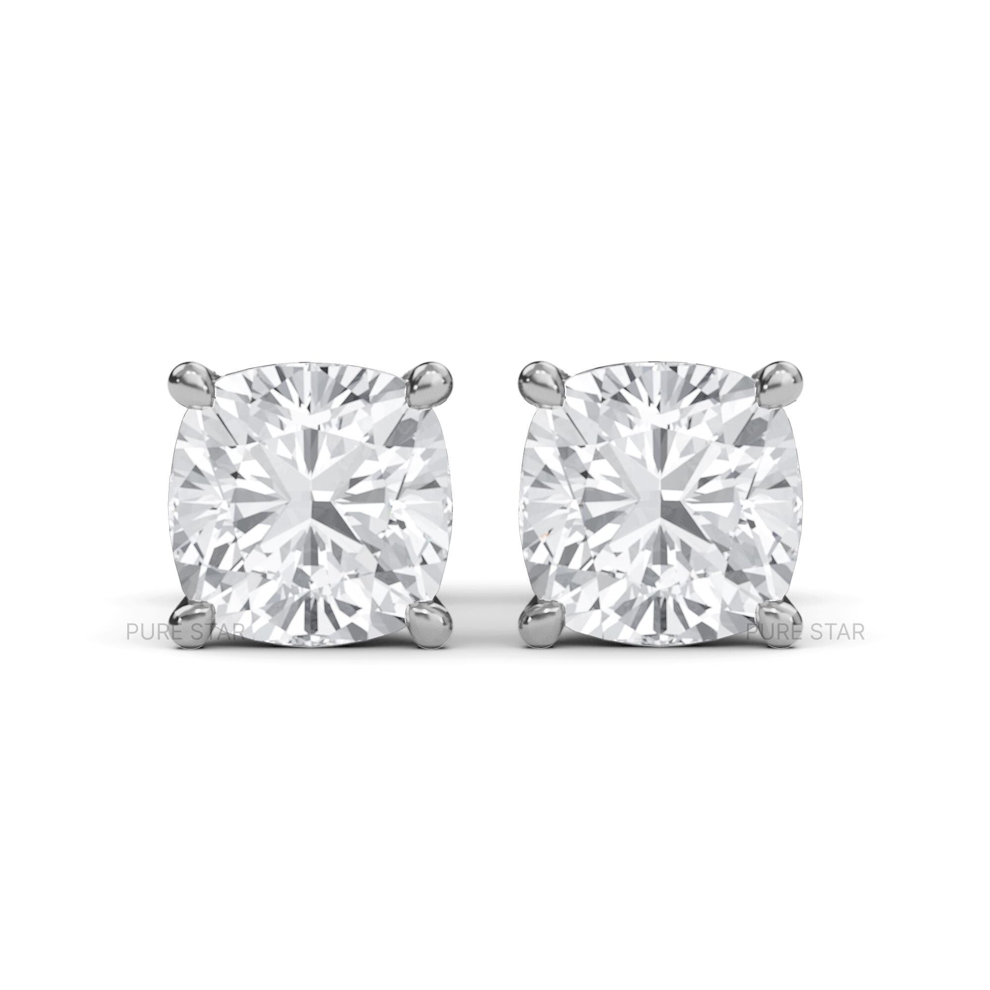 Cushion Lab Grown Diamond Stud Earrings, Cushion Diamond Studs, 0.5-4.0CT Cushion Earrings, Anniversary Gift for Women, Wedding Earrings