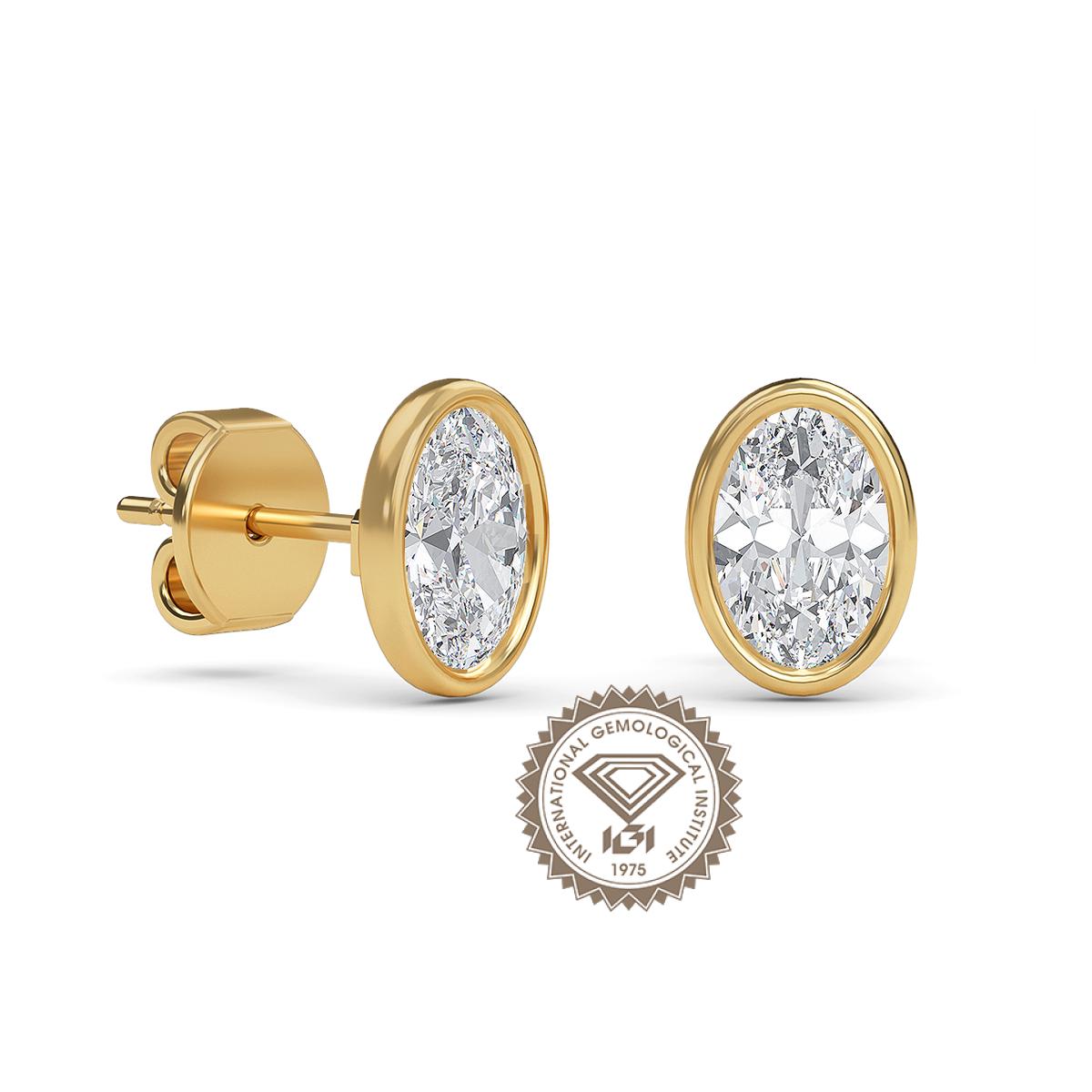 0.50 To 4.00 CTW Oval CVD Diamond Stud Earring Stud Full Bezel Set Screw & Push Back Earrings Lab Grown Diamond Wedding Earrings Bridal Gift