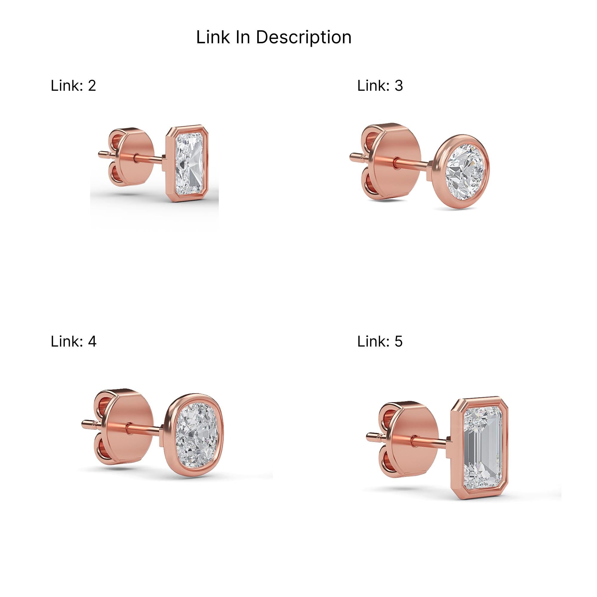 0.50 To 4.00 CTW Oval CVD Diamond Stud Earring Stud Full Bezel Set Screw & Push Back Earrings Lab Grown Diamond Wedding Earrings Bridal Gift