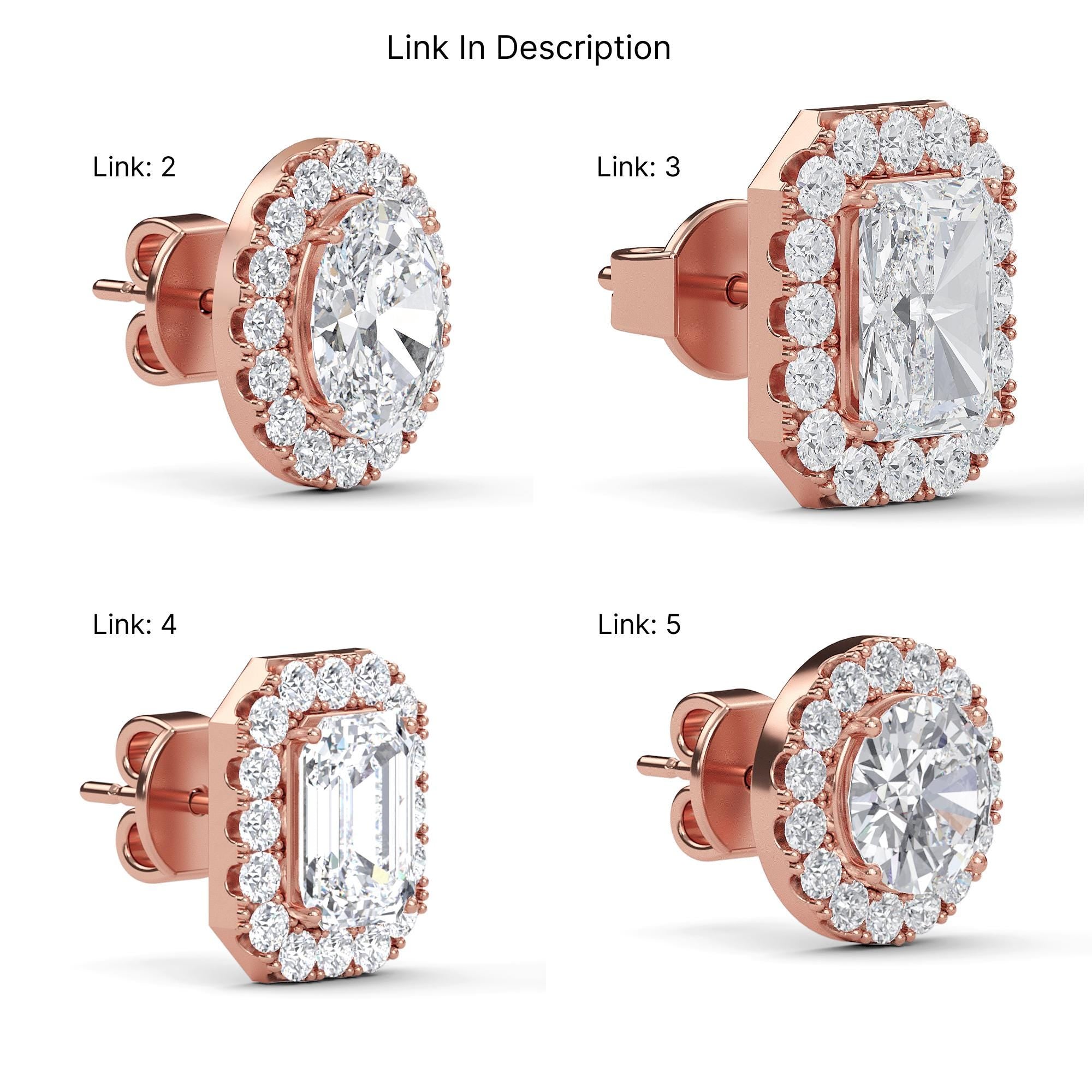 2 Carat IGI Certified E-F Color Cushion Cut, Lab Grown Diamond Earrings, Stud Halo Set 14K Solid Gold Wedding Earring, Diamond Stud Earring