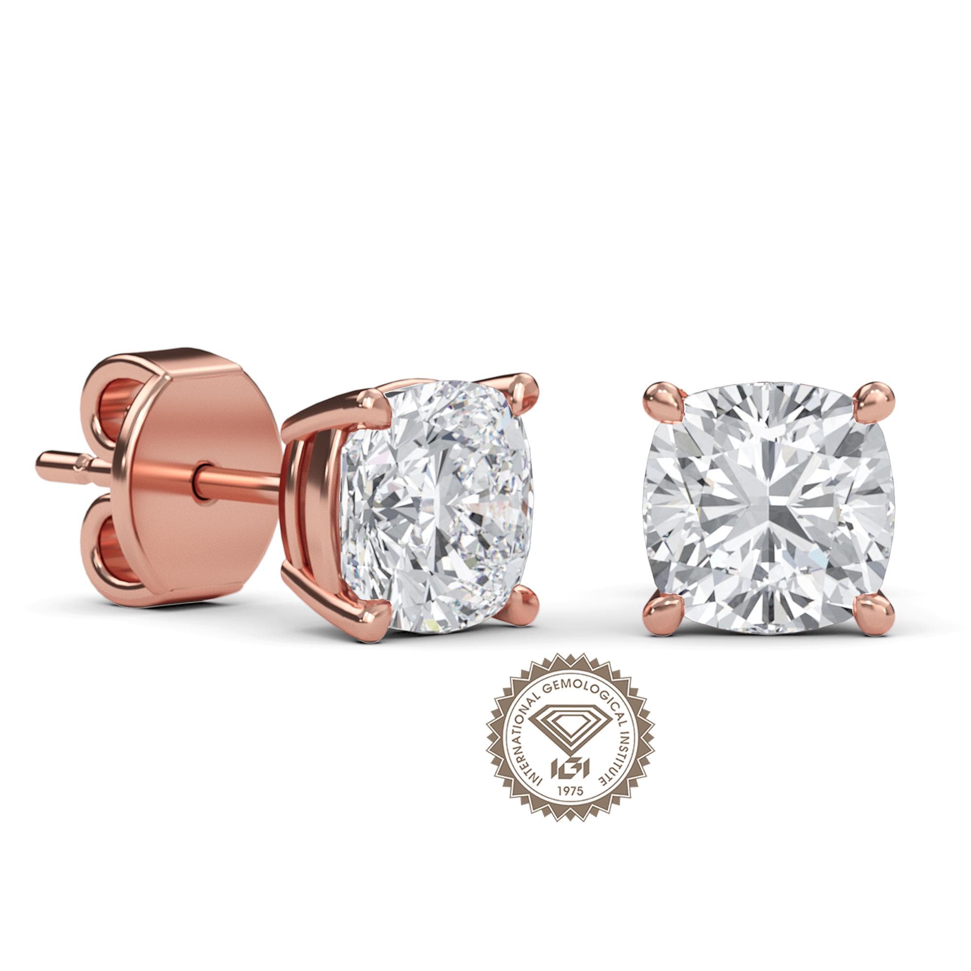 Cushion Lab Grown Diamond Stud Earrings, Cushion Diamond Studs, 0.5-4.0CT Cushion Earrings, Anniversary Gift for Women, Wedding Earrings