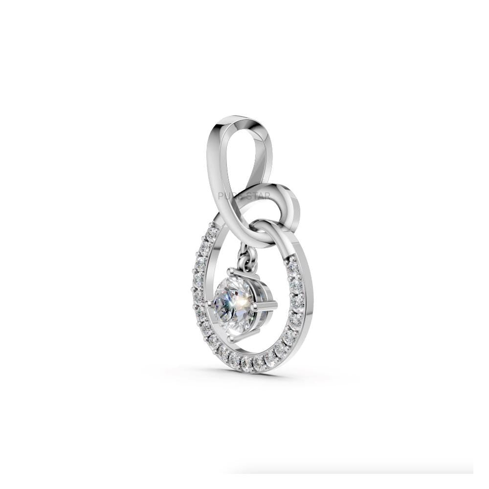 Lab Grown Diamond Pendant Round Cut 14K Gold Necklace