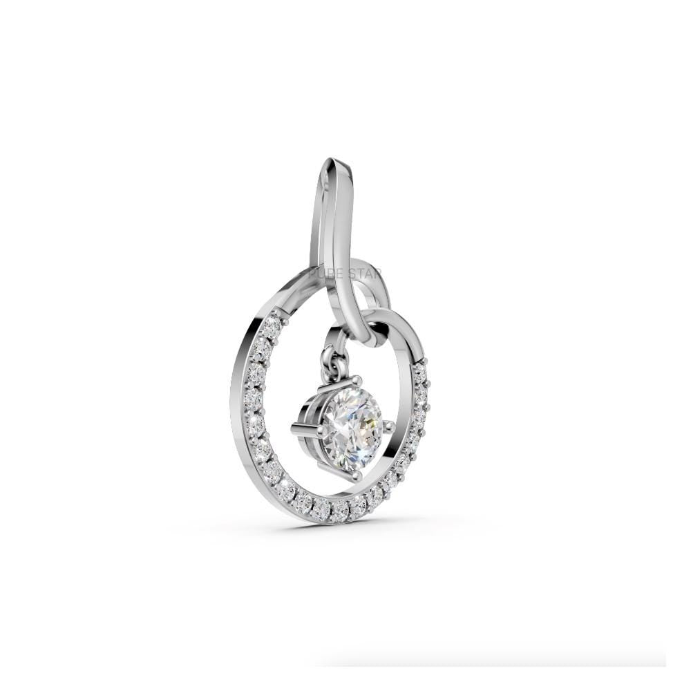 Lab Grown Diamond Pendant Round Cut 14K Gold Necklace