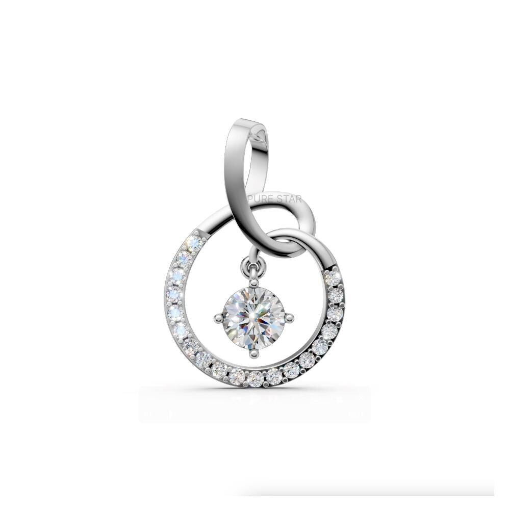 Lab Grown Diamond Pendant Round Cut 14K Gold Necklace