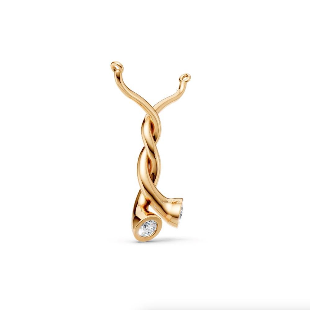 Lab Grown Diamond Whirl Pendant Necklace: 14K Yellow Gold Bezel Set