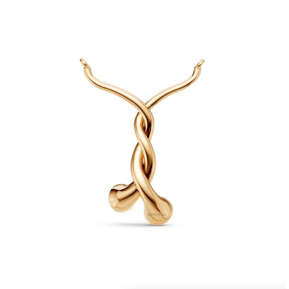 Lab Grown Diamond Whirl Pendant Necklace: 14K Yellow Gold Bezel Set
