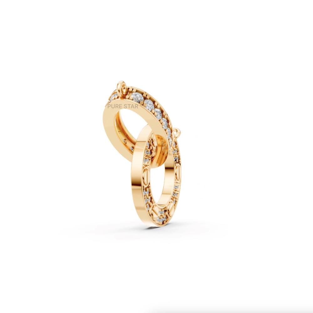 Minimalist Gold Lab Grown Diamond Pendant Necklace - Round Pave Setting