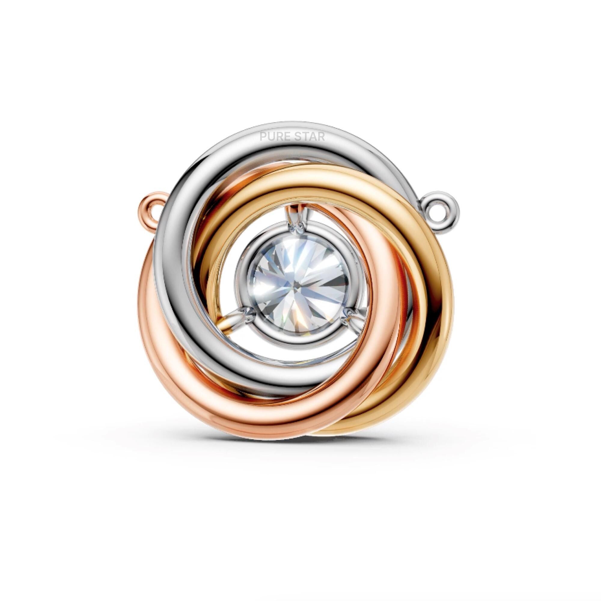 Lab Grown Diamond Pendant Necklace: Round Cut, 14K Gold Trinity Chain