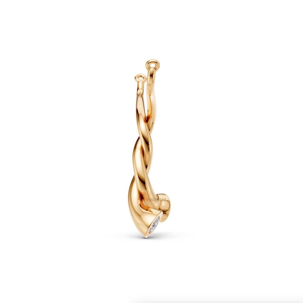 Lab Grown Diamond Whirl Pendant Necklace: 14K Yellow Gold Bezel Set