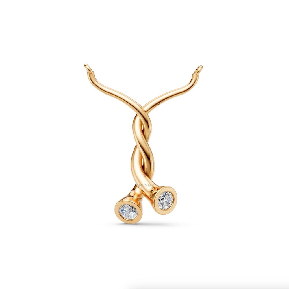 Lab Grown Diamond Whirl Pendant Necklace: 14K Yellow Gold Bezel Set