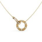 Minimalist Gold Lab Grown Diamond Pendant Necklace - Round Pave Setting
