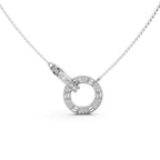 Minimalist Gold Lab Grown Diamond Pendant Necklace - Round Pave Setting