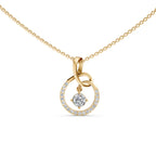 Lab Grown Diamond Pendant Round Cut 14K Gold Necklace