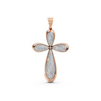 Lab Grown Diamond Cross Pendant: Round Cut, White/Rose/Yellow Gold