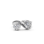 Toi et Moi Lab Grown Diamond Engagement Ring, 14k Solid Yellow Gold Two Stone Pear & Round Lab Diamond Ring, Double Stone Anniversary Ring