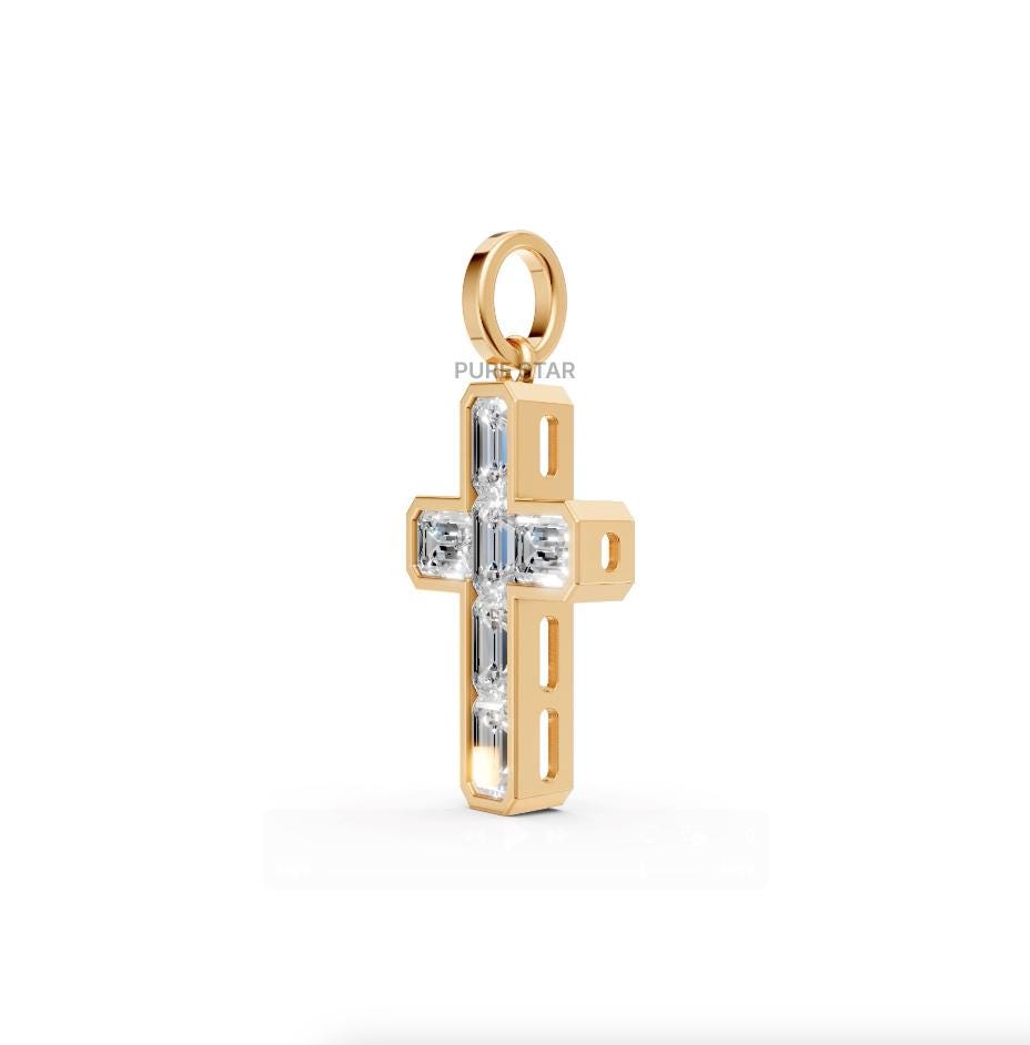 Emerald Pendant, 1.50 Ct Emerald Cut Lab Grown Diamond Pendant, IGI Certificate 14K Yellow Gold Emerald cut, Bezel Set Emerald Diamond