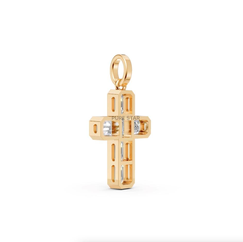 Emerald Pendant, 1.50 Ct Emerald Cut Lab Grown Diamond Pendant, IGI Certificate 14K Yellow Gold Emerald cut, Bezel Set Emerald Diamond