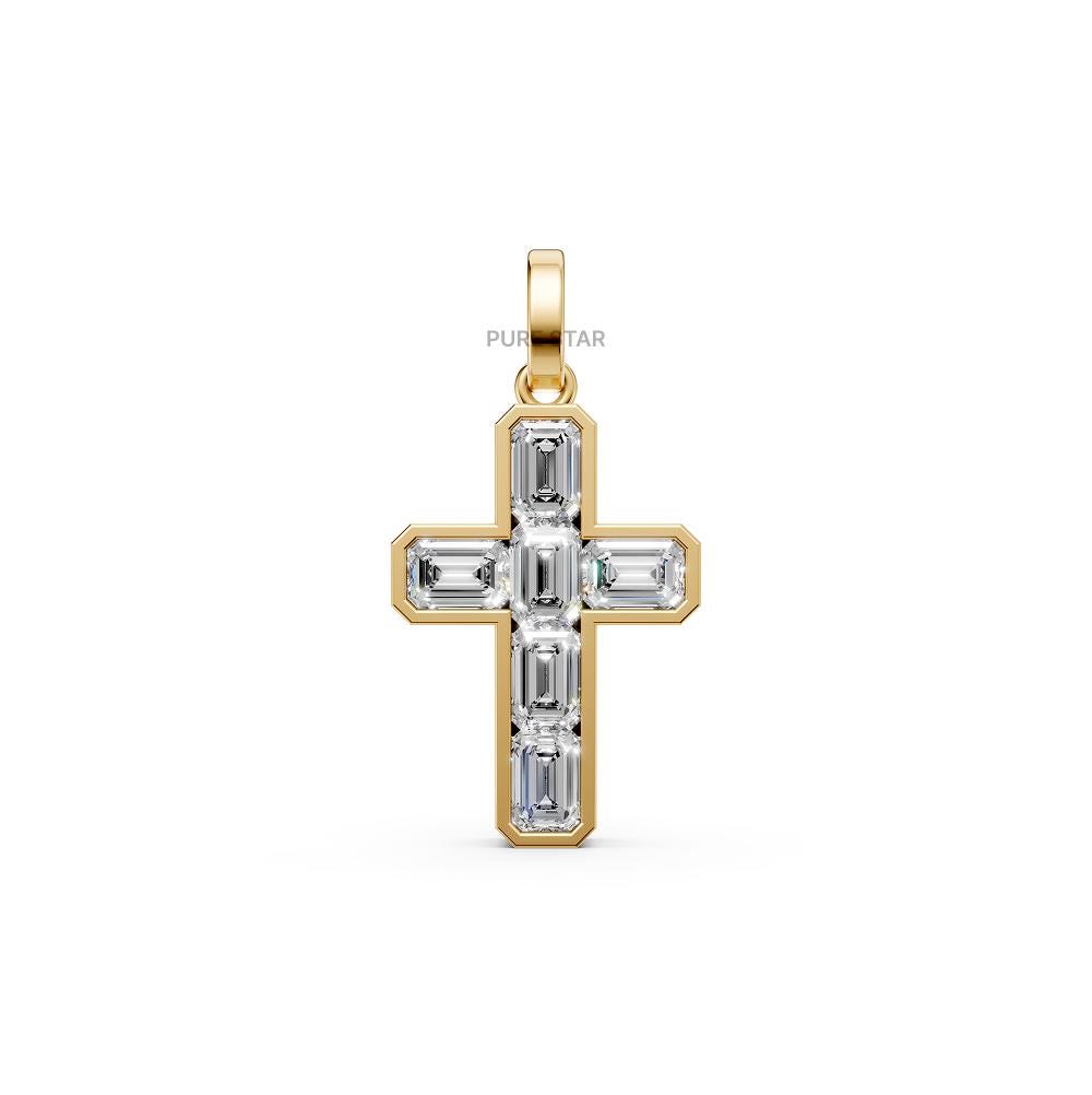 Emerald Pendant, 1.50 Ct Emerald Cut Lab Grown Diamond Pendant, IGI Certificate 14K Yellow Gold Emerald cut, Bezel Set Emerald Diamond