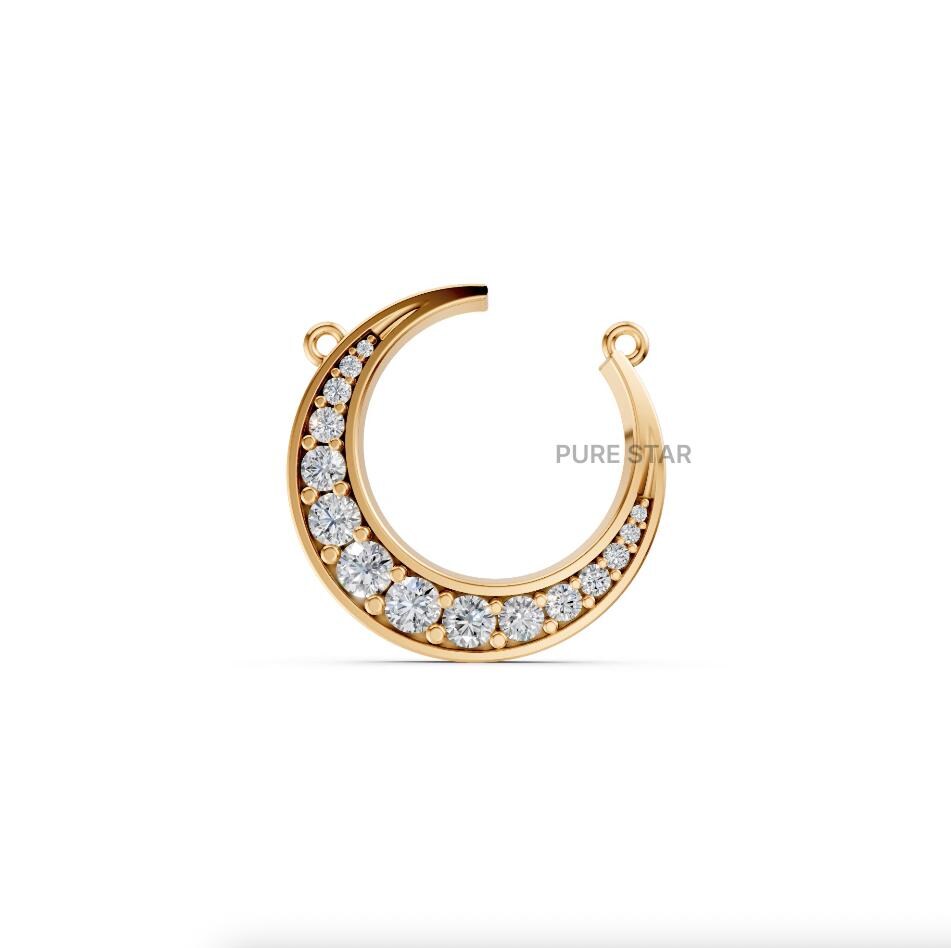 14k Gold Lab Diamond Crescent Moon Necklace - Celestial Jewelry Gift