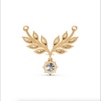 14k Gold Lab Diamond Leaf Necklace: Art Deco Pendant