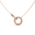 Minimalist Gold Lab Grown Diamond Pendant Necklace - Round Pave Setting