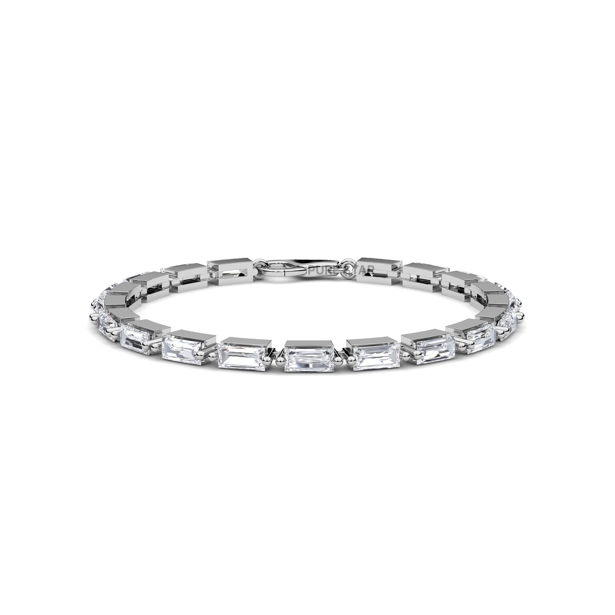 14k Gold Baguette Lab Grown Diamond Tennis Bracelet, Ethical Fine Jewelry for Her, Dainty Luxury Jewelry, Anniversary Gift